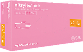 Рукавички нітрилові Nitrylex рожеві 100шт XS