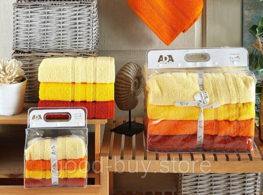 Набір махрових рушників для лазні Ada orange 70х140 4шт Туреччина