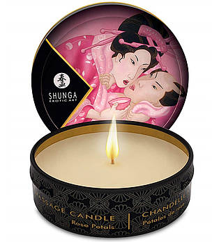 Масажна свічка Shunga Mini Massage Candle Rose Petal із запахом троянди  ⁇  Puls69 | Puls69