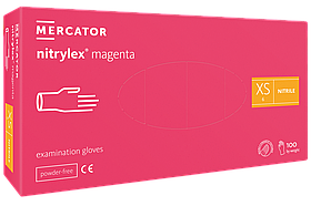 Рукавички нітрилові Nitrylex малинові 100шт XS