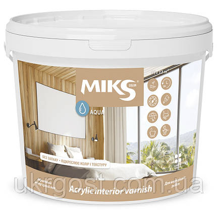Лак інтер'єрний акриловий Miks глянець 2,5 л, фото 1