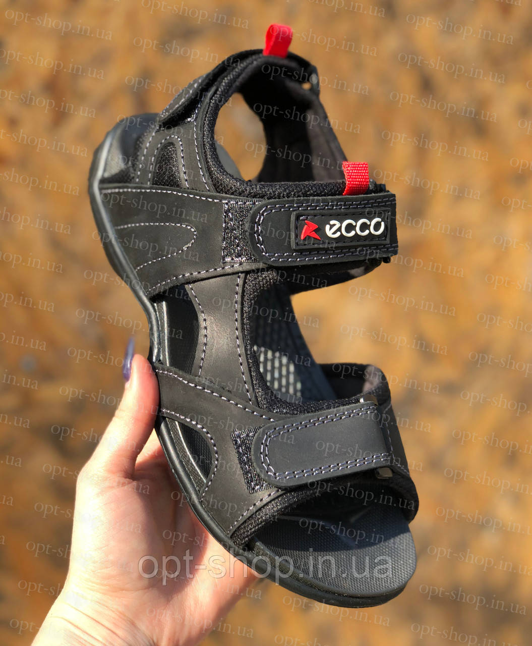 Босоніжки чоловічі спортивні шкіряні чорні в стилі Ecco 39-45 розмір від виробника
