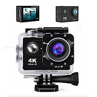 Экшн камера 4К Ultra HD Sports WiFi Action Camera / Водонепроницаемая видеокамера с боксом и набором креплений