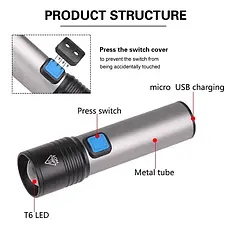 Ліхтарик ручний BL K31 USB CHARGE, фото 3