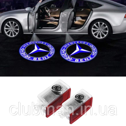 Проектор підсвічування логотипу для дверей Mercedes-Benz (Мерседес) Синій Логотип W176 W205 W212/213 W246 Gl GLE GLA GLC GLS M, фото 1
