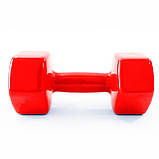 Гантель для фітнесу вінілова цільна (нерозбірна) OSPORT Profi 9 кг (OF-0138) Червоний, фото 2