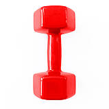 Гантель для фітнесу вінілова цільна (нерозбірна) OSPORT Profi 9 кг (OF-0138) Червоний, фото 3
