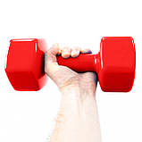 Гантель для фітнесу вінілова цільна (нерозбірна) OSPORT Profi 9 кг (OF-0138) Червоний, фото 4