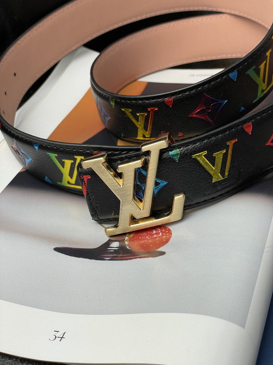 Louis Vuitton Rainbow Belt Black/Gold 120 X3.7 См — Купить Недорого на
