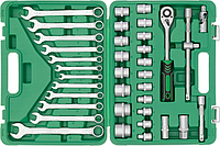 Набор инструмента 1/2" 38 шт, 8-32 мм с ключами 8-22 мм, трещ., удленит., кардан., вороток