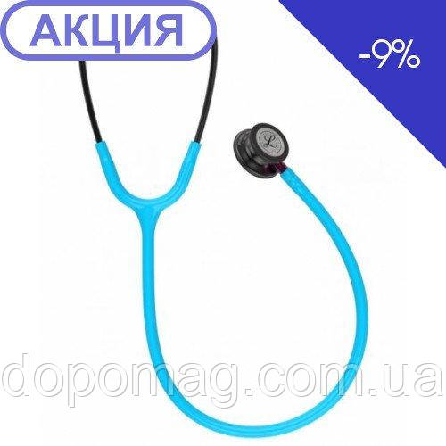 Стетоскоп Littmann Classic III 5872 бірюзового кольору з головкою димчастого кольору з рожевою ніжкою