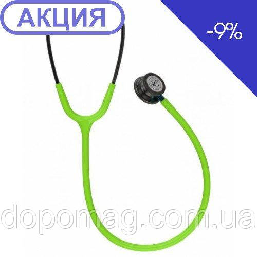 Стетоскоп Littmann Classic III 5875 лаймовий з головкою й наголов'я димчастого кольору на ніжці блакитного кольору