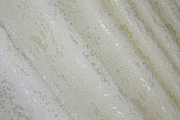 Ткань для штор льняная мраморная, коллекция "Pavliani". Цвет кремовый. Код 1172ш