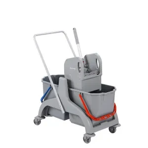 Візок з пласт. рамою: 2 відра 18 л, сірі, прес для віджимання