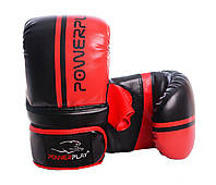 Снарядні рукавички для бокс мішка PowerPlay 3025, червоно-чорні