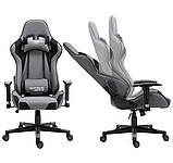 Спортивне ігрове компютерне крісло СІРЕ ТКАНИНА Геймерське крісло 2 подушки + ругульовані підлокітники Boost, фото 3