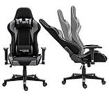 Геймерське крісло ТКАНЕВЕ BOOST (чорно-сіре) PlayMaker Комп'ютерне крісло із тканини до 120кг, фото 10