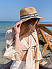 Жіночий стильний капелюх із широкими крисами та красивою стрічкою КОРІЧНЕВА, фото 3