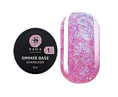 База камуфляжна з шиммером SAGA professional Shimmer Base Chameleon №01, 15 мл