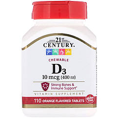 21st Century Вітамін Д3 Vitamin D3 Chewable 400 IU 110tablets (Orange)