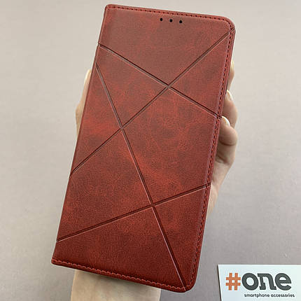 Чохол-книга для Xiaomi Redmi Note 9S книжка в смужку з кишенею на телефон сяомі редмі нот 9с червона str, фото 1