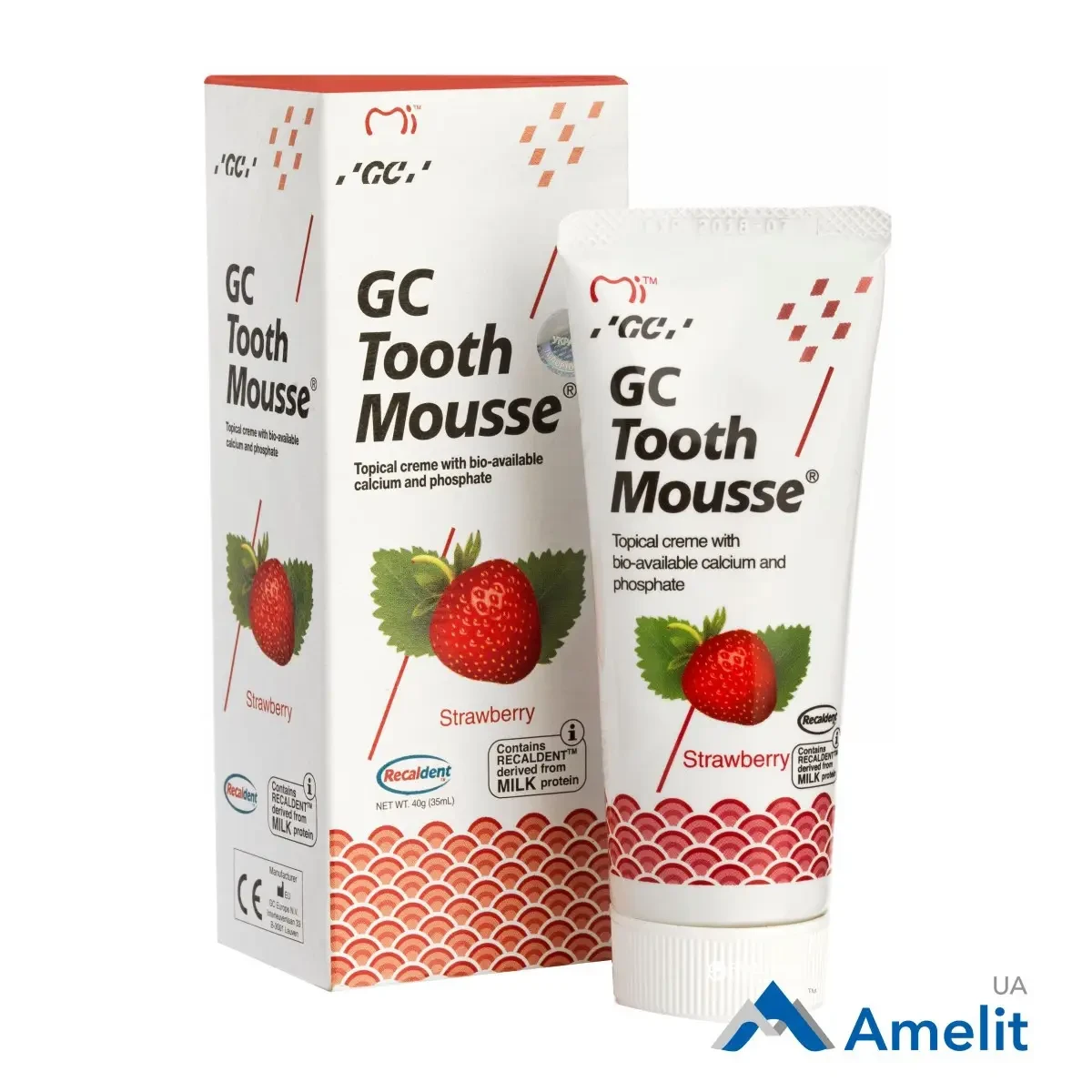 Крем-паста для ремінералізації зубів Tooth Mousse Strawberry (GC), туба 35 мл