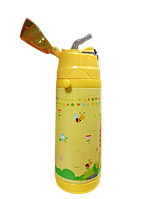 Дитячий кольоровий термос-поїлка з ремінцем 350мл Жовтий