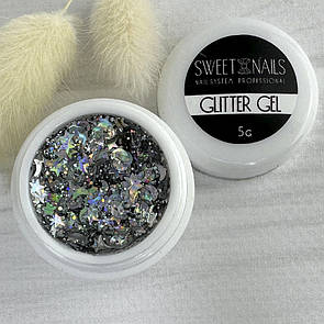 Глітерний гель для нігтів Sweet Nails Stars №20 (срібло з ефектом хамелеону) 5 грам
