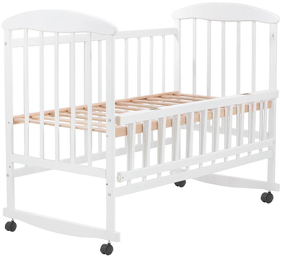 Ліжечко дитяче "Наталка" відкидний бік у білому кольорі. Ліжко для дитини 120 см регульоване по висоті.