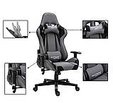 Геймерське крісло сіре ТКАНЕВЕ Boost Компютерне ігрове крісло спортивне з тканини + 2 подушки до 120кг, фото 5
