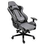 Геймерське крісло ТКАНЕВЕ BOOST (сіро-чорне) PlayMaker Комп'ютерне крісло із тканини до 120кг, фото 2