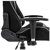 Компютерне крісло з тканини Boost ЧОРНО-СІРЕ Ігрове крісло спортивне регульовані підлокітники та спинка, фото 3