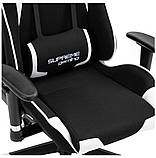 Спортивне компютерне крісло ЧОРНО-БІЛЕ ТКАНИНА Геймерське крісло 2 подушки + ругульовані підлокітники Boost, фото 7