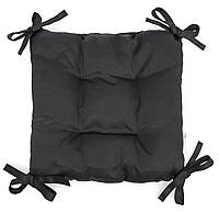 Подушка на стул, садовое кресло, табурет с завязками 40x40x8, Черный