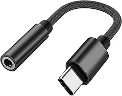 Адаптер для навушників USB C, аудіоадаптер для навушників із роз'ємом USB-C і роз'ємом 3,5 мм (чорний)