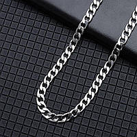 Cрібний (колір) ланцюжок чоловічий 50см / 6мм ланцюг на шию, Ланцюг чоловічий з медичної (ювелірної) сталі Ц-1