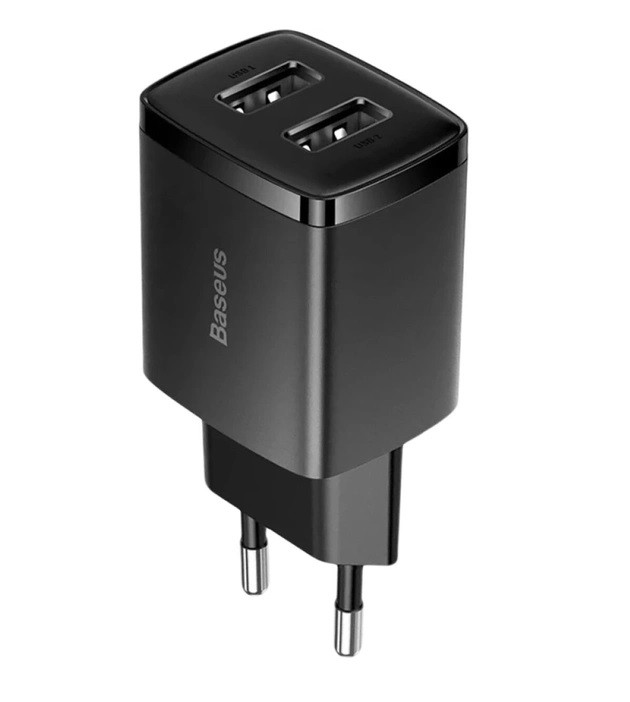 Мережевий зарядний пристрій Baseus Compact Charger 2USB 10.5W EU Black