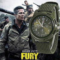 Армійський годинник Swiss Army зелений, годинник BRAD PITT військовий чоловічий кварцевий наручний military