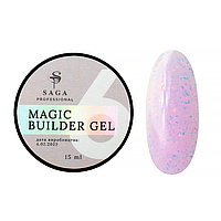 SAGA Professional Builder Gel Magic № 06 - гель для наращиванния с поталью, сиренево - розовый,15 мл