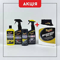 Набор для ухода за автомобилем от Meguiar's Ultimate Wash+QUIK DETAILER+Black Plastic + All Wheel