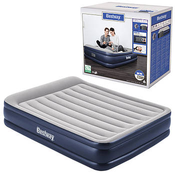 Надувне ліжко з вбудованим електронасосом (ремкомплект, 203-152-46 см.) Bestway 67630 Сіро-синій
