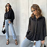 Коричнева шовкова жіноча сорочка One size, фото 4