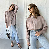 Коричнева шовкова жіноча сорочка One size, фото 5