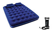 Надувний матрац велюр Bestway (з двома подушками та ручним насосом, 203-152-22 см) BW 67374 Синій, фото 4