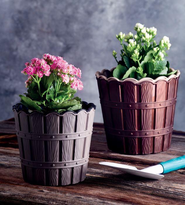 Вазон 1052Бамбу MIX д/квітів з внут. вставкою 0.6 л., Violet, Арт.353