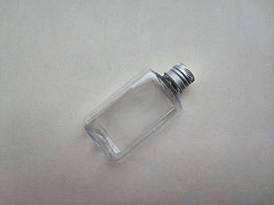 60 - 65 мл прозорий ПЕТ флакон Прямокутний з металевою, алюмінієвою кришкою 18/410, фото 2