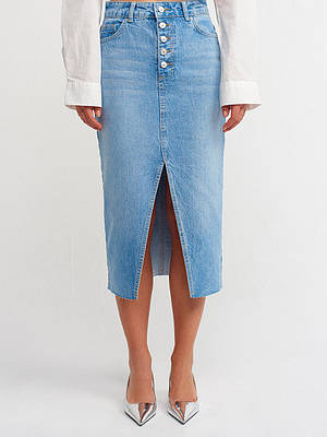 Спідниця джинсова з розрізом блакитна 80515 (2000000103563)