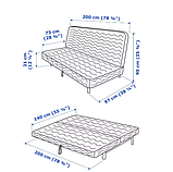 NYHAMN Розкладний диван 3-місний, з поролоновим матрацом/Knisa сірий/бежевий393.063.68, фото 3