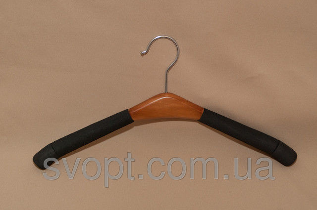 Вішалка поролон із дерев'яною вставкою жіноча, темна, фото 1