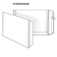 Конверт С4 с клейкой лентой, защитный фон, 50шт/уп белый